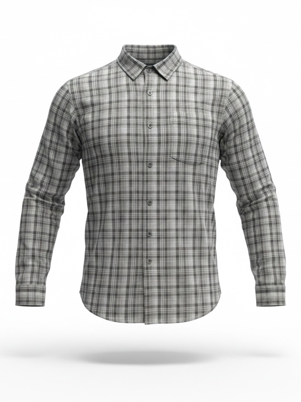 Eddie Bauer- Black and White Plaid Button-Up Shirt Classic Fit - Size Large